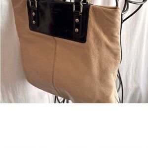 kate spade Beige and Black Leather Shoulder Bag